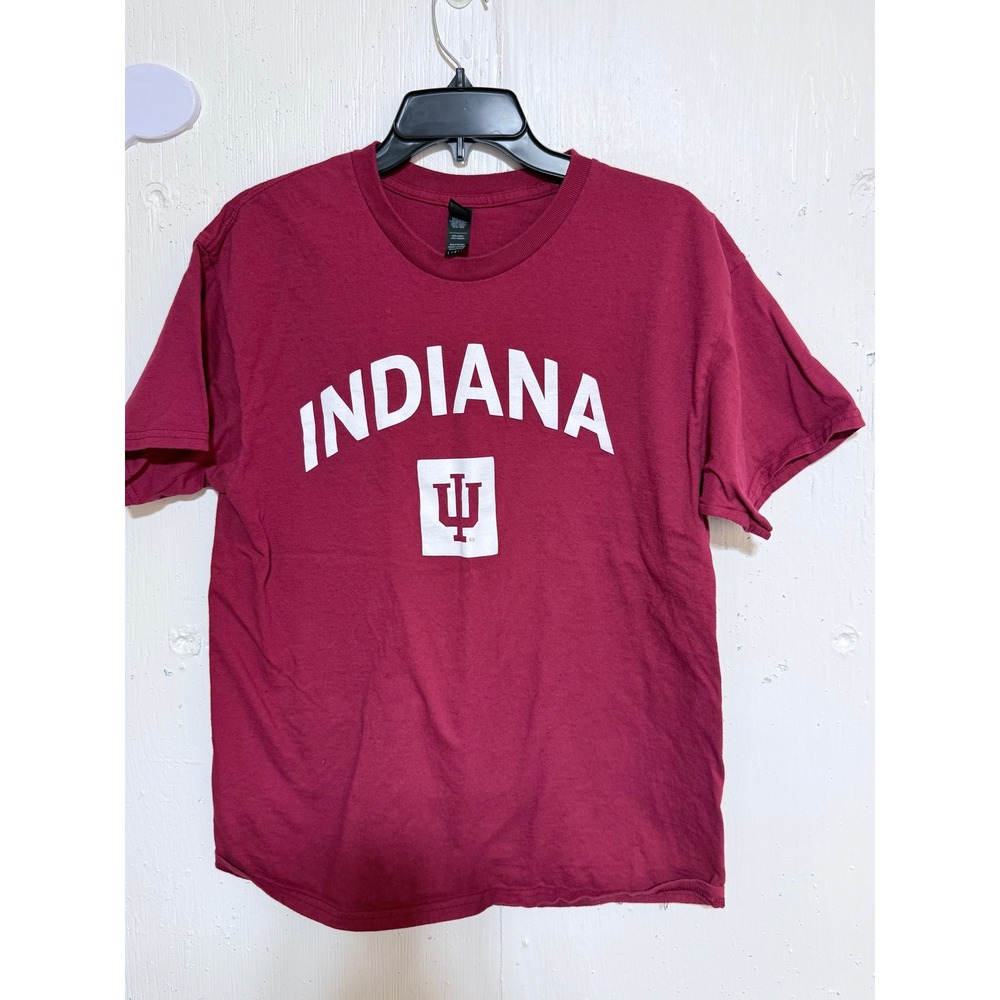 Indiana University Hoosiers Gildan Heavy Cotton T-Shirt Maroon Red Large IU Logo